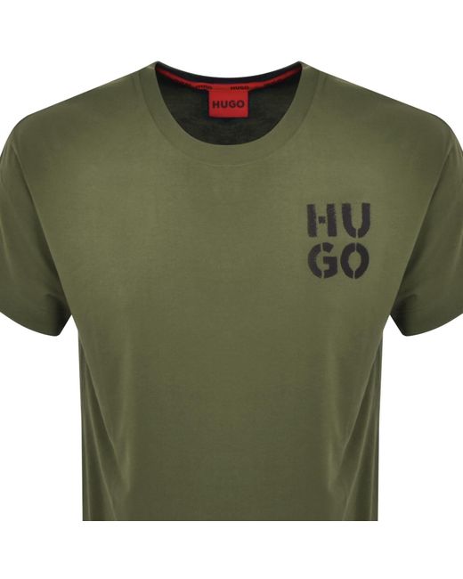 HUGO Green Spray Logo T Shirt for men