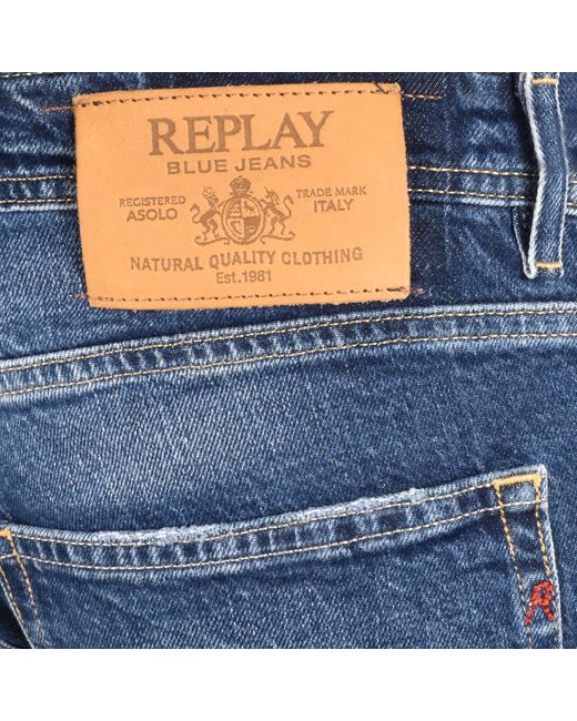Replay Blue Grover Straight Fit Jeans Mid Wash for men