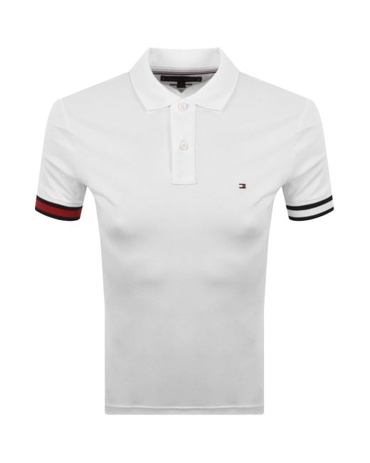 Tommy Hilfiger White Logo Polo T Shirt for men