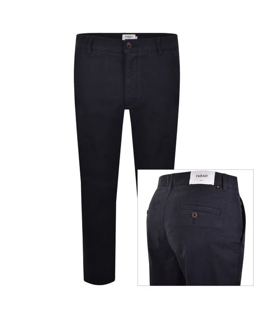 Farah Blue Farah Elm Slim Fit Chino Trousers for men