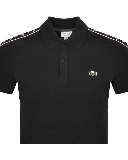 Lacoste Black Taped Logo Polo T Shirt for men