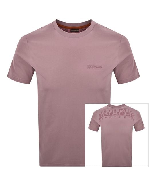 Napapijri Purple Yourte Logo T Shirt for men