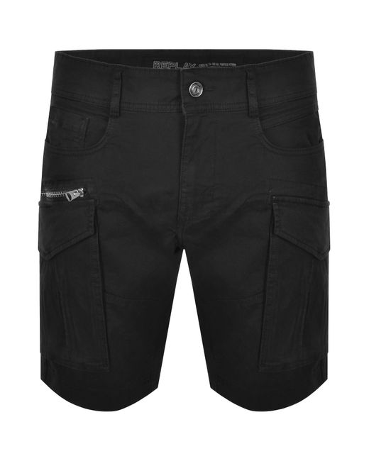 Replay Black Joe Cargo Shorts for men