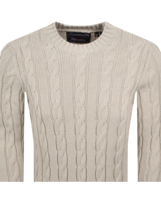 Superdry Gray Jacob Cable Knit Jumper for men