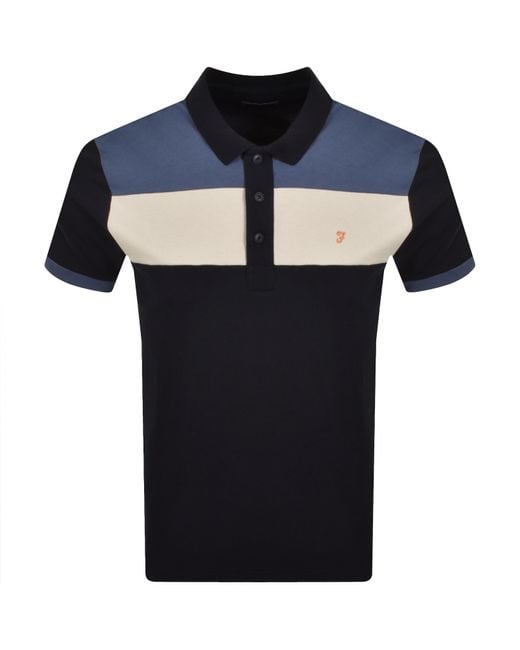 Farah Blue Farah Swanside Panel Polo T Shirt for men