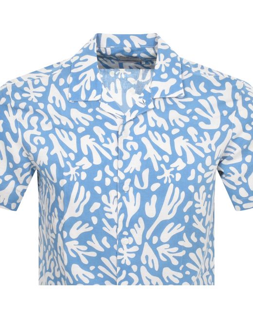 Farah Blue Saunders Short Sleeve Shirt for men