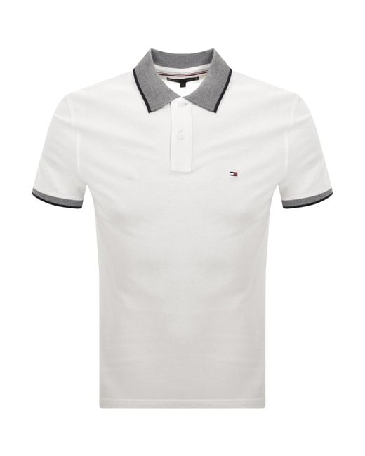 Tommy Hilfiger White Linen Pique Polo T Shirt for men