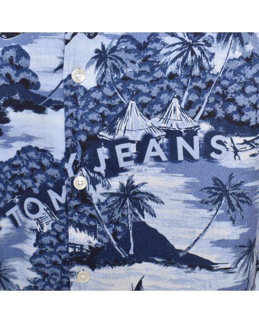 Tommy Hilfiger Blue Hawaiian Short Sleeve Shirt for men