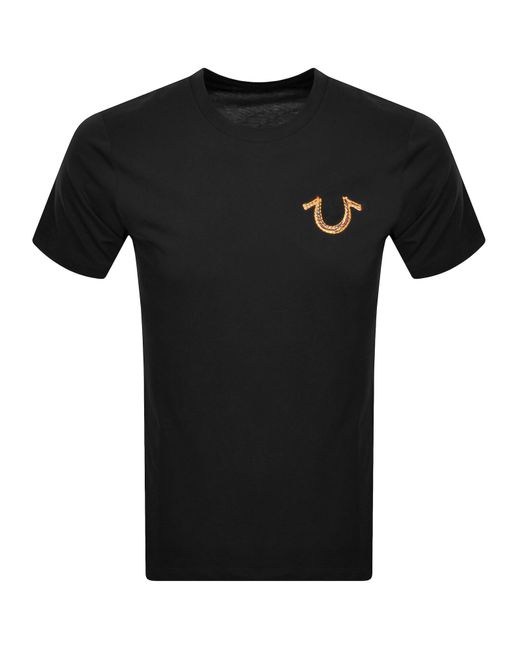 True Religion Black Embroidered Logo T Shirt for men