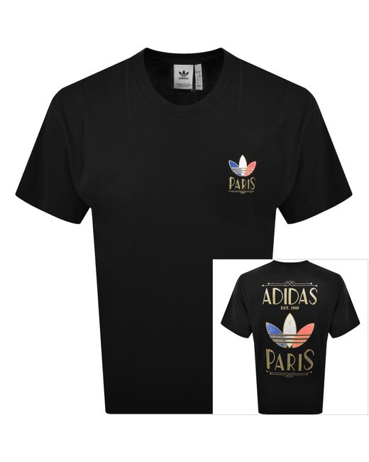 Adidas Originals Black Paris Artdeco Logo T Shirt for men