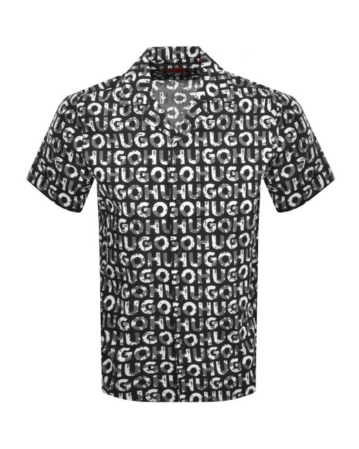 HUGO Black Short Sleeved Ellino Shirt for men