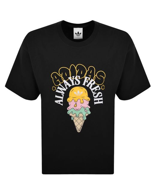 Adidas Originals Black Loose Graphic T Shirt for men