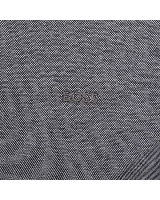 BOSS BUSINESS Gray Boss Pittman Long Sleeved Polo T Shirt for men