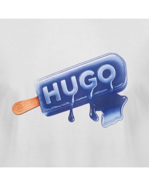 HUGO Blue Noglasy Graphic T Shirt for men