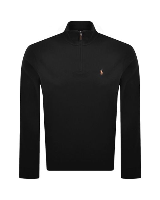 Ralph Lauren Black Quarter Zip Knit Jumper for men