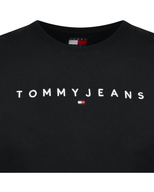 Tommy Hilfiger Black Linear Logo T Shirt for men