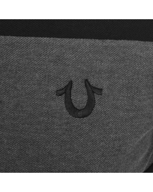 True Religion Black Colour Block Polo T Shirt for men