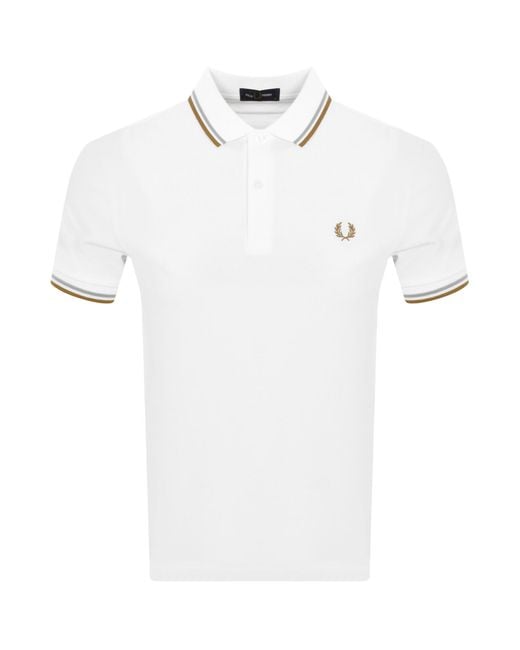Fred Perry White Twin Tipped Polo T Shirt for men