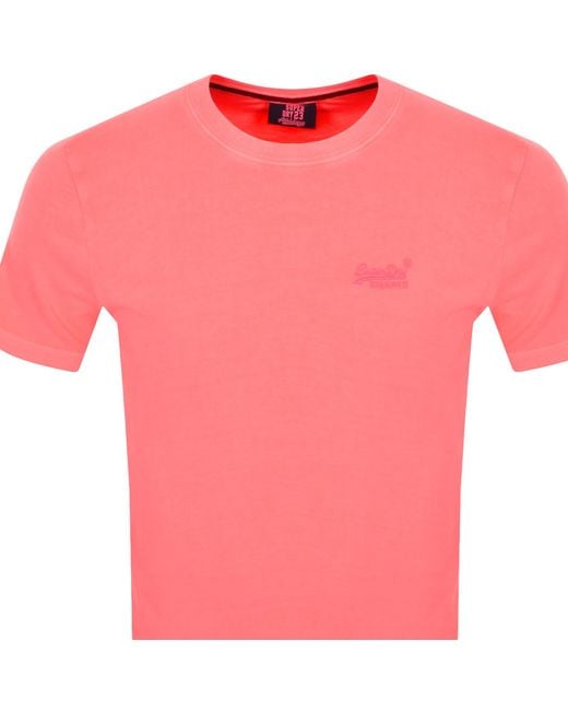 Superdry Pink Essential Logo Neon T Shirt for men