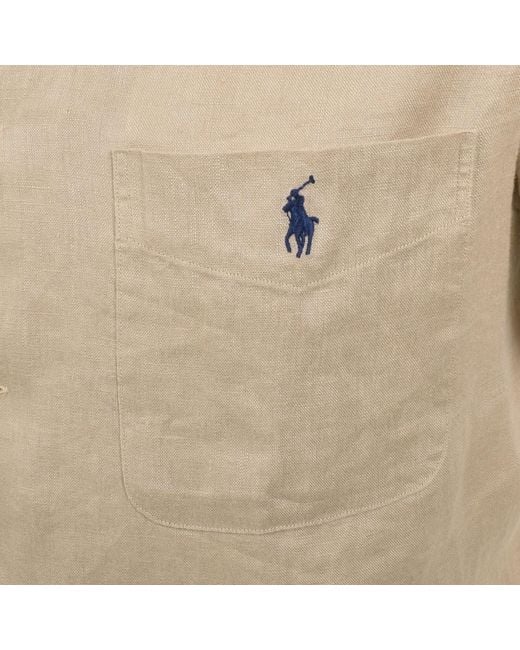 Ralph Lauren Natural Linen Short Sleeve Shirt for men