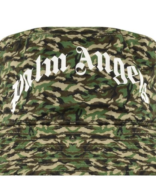 Palm Angels Green Camo Fisherman Hat for men