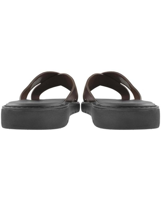 Calvin Klein Black Moulded Cross Leather Sandals Burgund for men