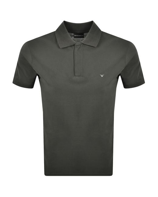 Armani Green Emporio Logo Collar Polo for men