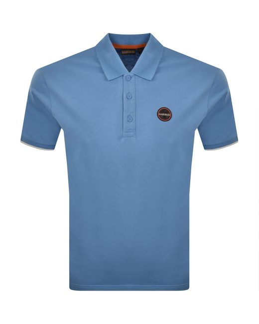 Napapijri Blue E Badge Polo T Shirt for men