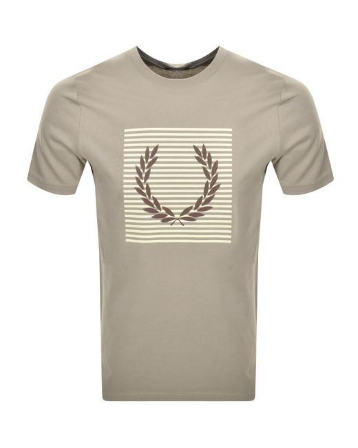 Fred Perry Gray Striped Laurel Wreath T Shirt for men
