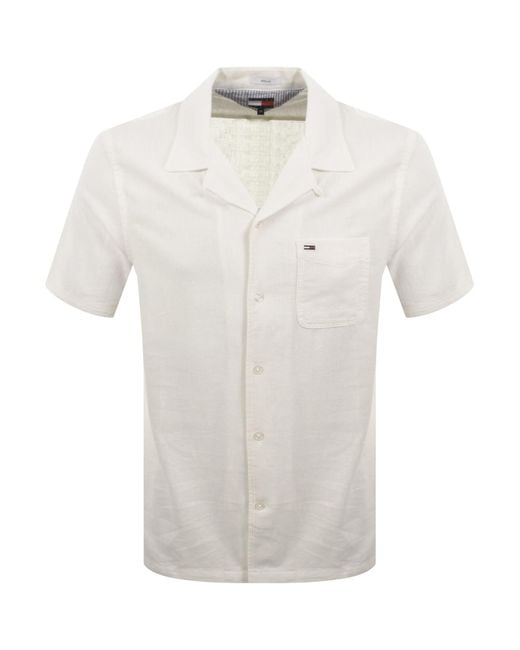 Tommy Hilfiger White Linen Blend Shirt for men