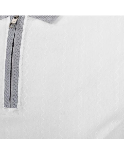 Ted Baker White Arnival Textured Polo T Shirt for men