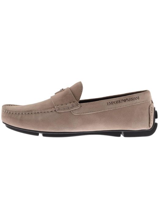 Armani Brown Emporio Suede Driver Shoes for men