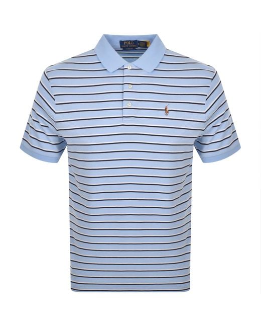 Ralph Lauren Blue Striped Polo T Shirt for men