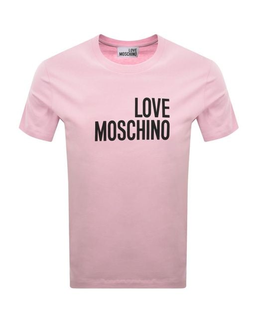 Moschino Pink Graphic T Shirt for men