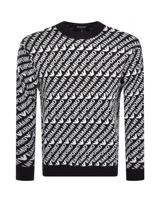 Armani Emporio Logo Knit Jumper in Black for Men Lyst