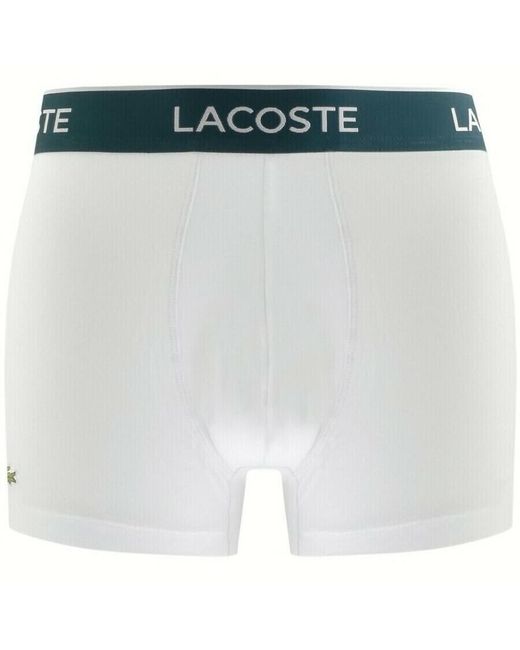 Lacoste White Underwear Triple Pack Boxer Trunks for men