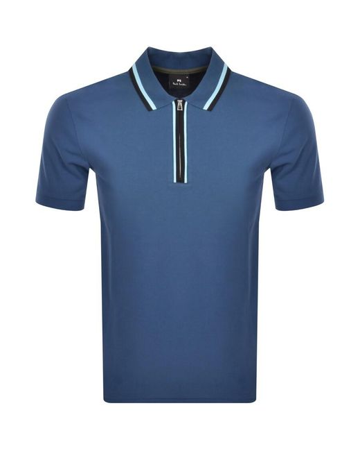 Paul Smith Blue Regular Zip Polo T Shirt for men