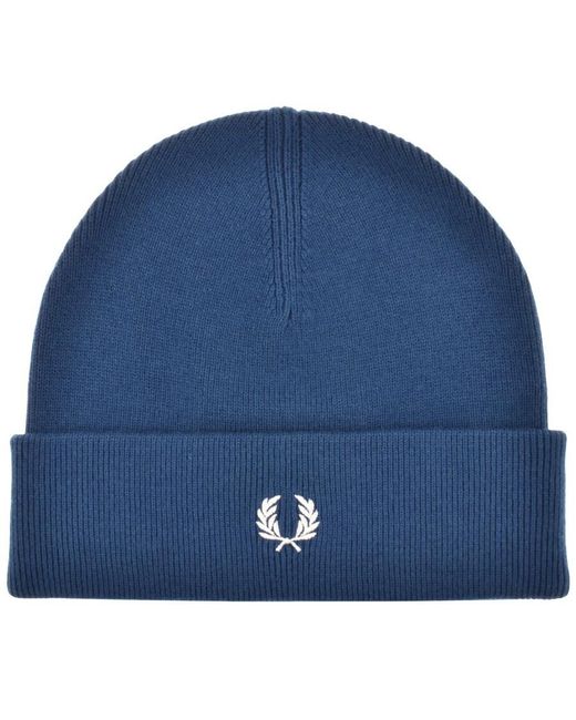 Fred Perry Blue Beanie Hat for men