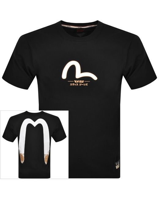 Evisu Black Logo T Shirt for men