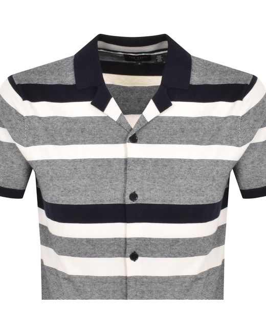 Ted Baker Gray Striped Knitted Shirt for men