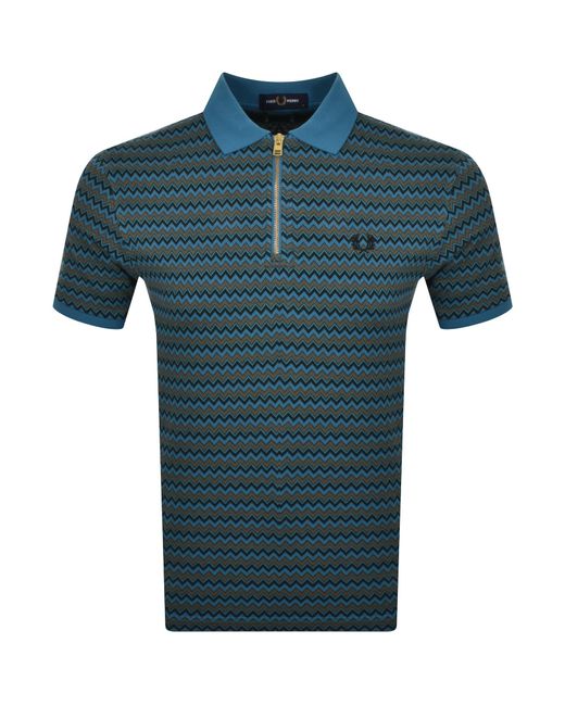 Fred Perry Blue Jacquard Polo T Shirt for men