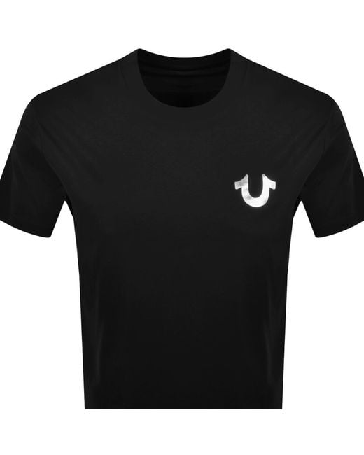 True Religion Black Metallic Buddha T Shirt for men
