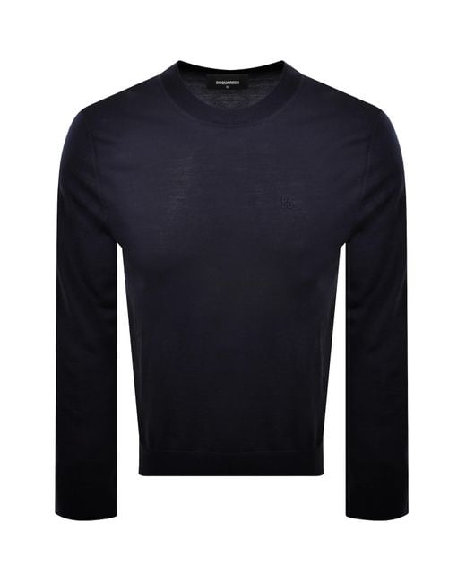 DSquared² Blue Crew Neck Knit Jumper for men