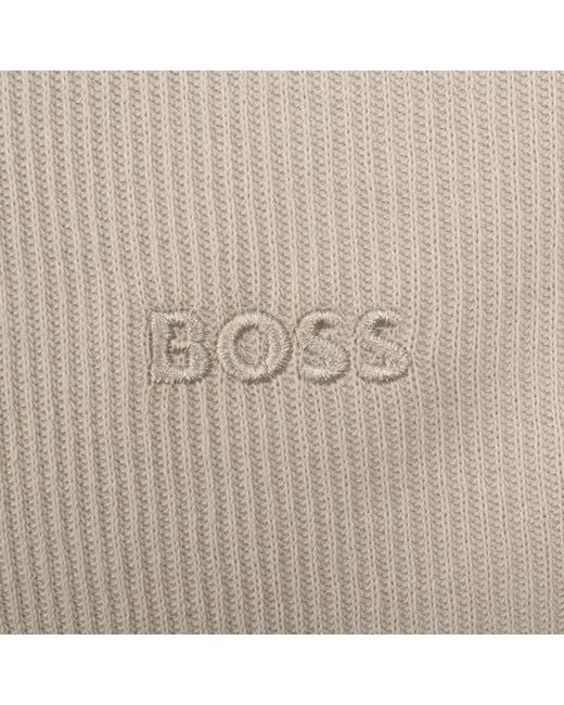 Boss Natural Boss Rib Quarter Zip Polo T Shirt Light for men
