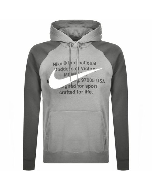 Nike Gray Swoosh Pullover Hoodie for men