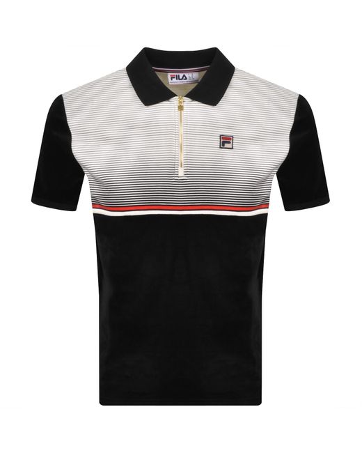Fila Black Fila Paco Velour Polo T Shirt for men
