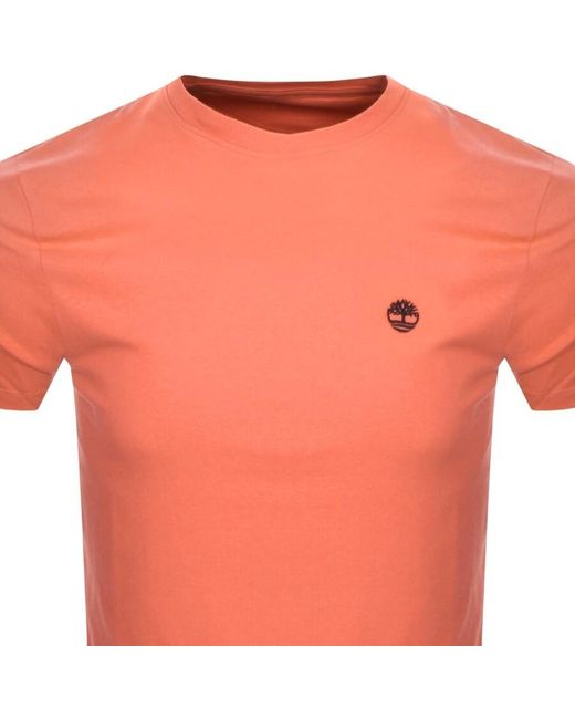 Timberland Orange Dun River Logo T Shirt for men