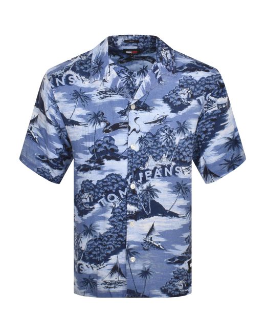 Tommy Hilfiger Blue Hawaiian Short Sleeve Shirt for men