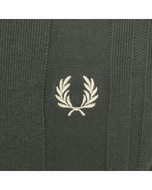 Fred Perry Green Long Sleeved Knit Shirt for men