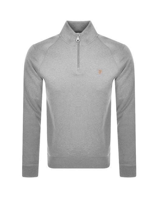 Farah Gray Farah Jim Quarter Zip Sweatshirt for men